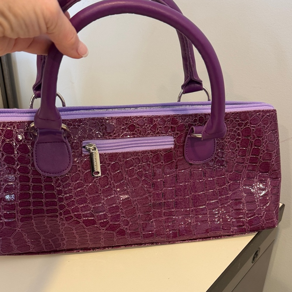 Primeware Purple Crocodile-Embossed Wine Tote Insulated Bag - Picture 3 of 7